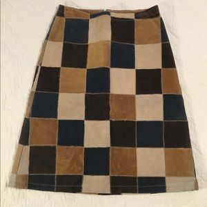 Vintage retro-style H&M patchwork suede skirt